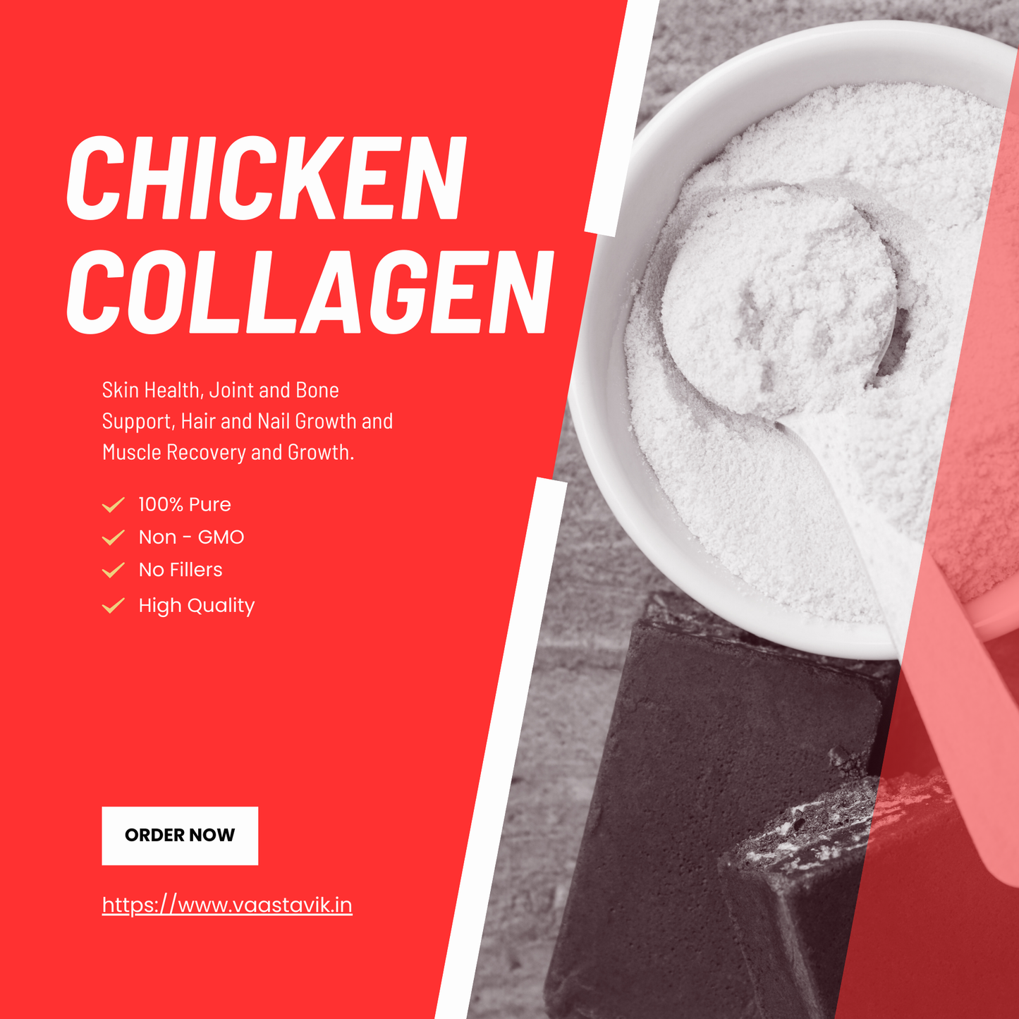 Chicken Collagen Powder Hydrolyzed Collagen Peptides Type 2 200gms