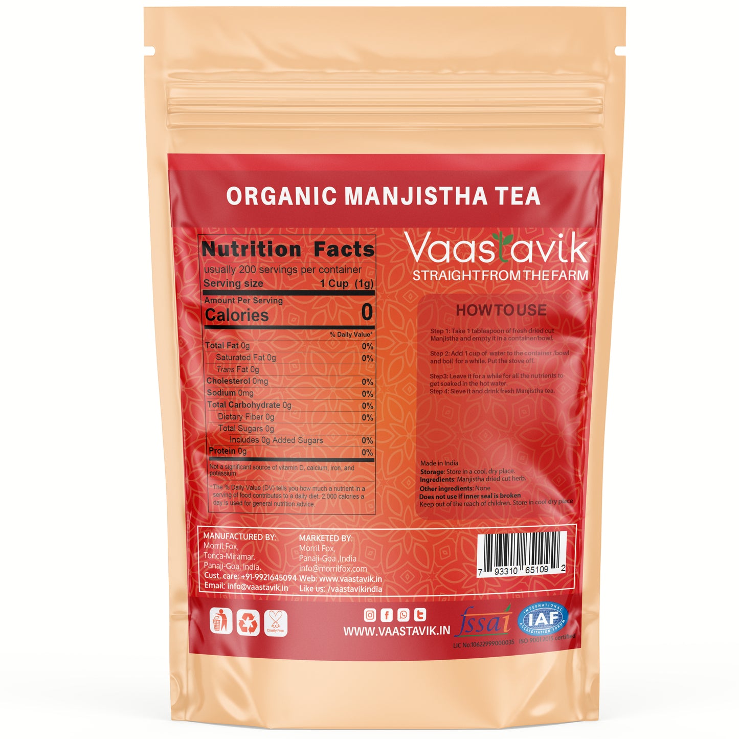 Manjistha Root Tea Rubia Cordifolia Indian 100gm