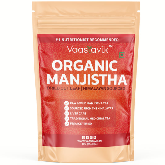 Vaastavik Pure  Best  Organic  Natural Buy now Shop sale Online Price bulk Manufacturer  Wholesaler  reviews ratings specifications Free Shipping Cash on delivery India supplement Tea Manjistha Leaf Tea Rubia Cordifolia Indian (Madder root)100gm