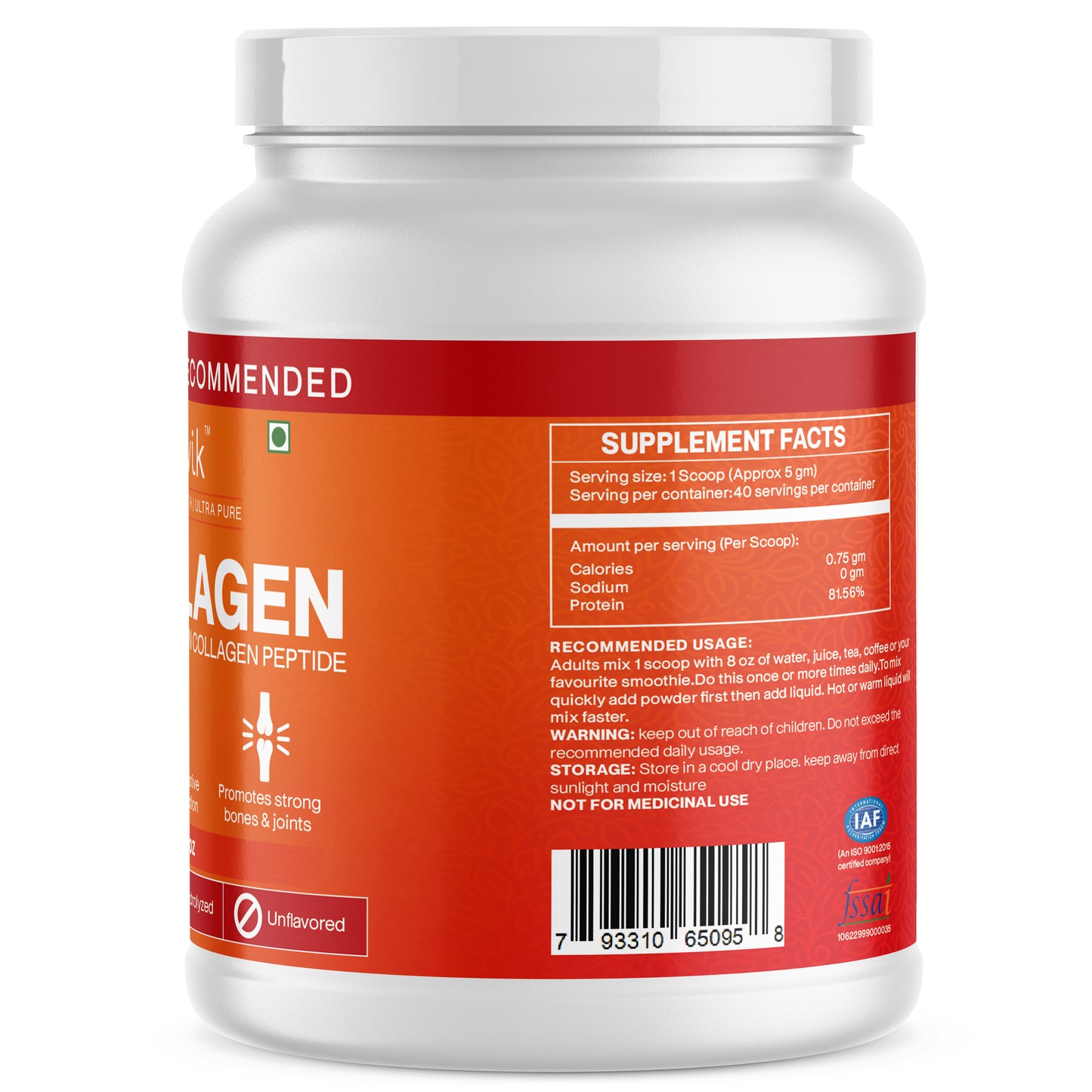 Vegan Collagen Powder Hydrolyzed Collagen Peptides Plant Based Type 1 & Type 3 200 gms